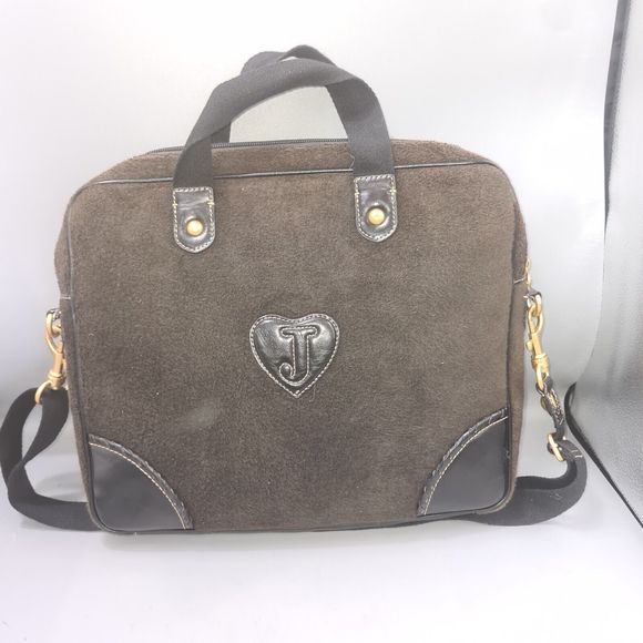 VTG Juicy Couture Brown Laptop Bag Y2K Towelling 90's Travel Work Office RARE - Picture 5 of 11